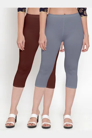 GRACIT Women Pack Of 2 Grey & Brown Capris