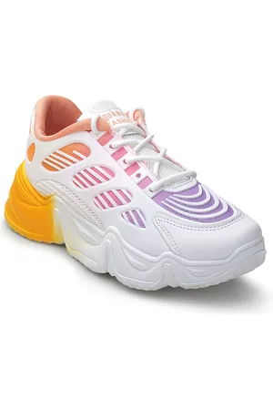CASSIEY Women Orange Mesh Walking Shoes