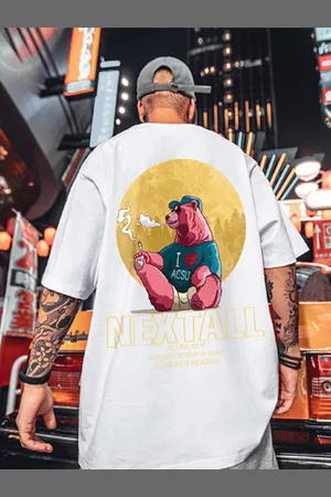 HERE&NOW Men Graphic Printed Round Neck Oversized T-shirt