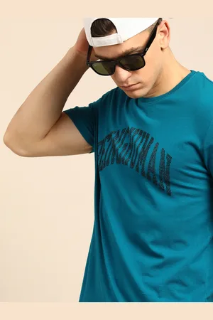 Being Human Men Teal Blue Typography Printed Pure Cotton T-shirt