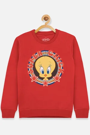 Kidsville Tweety Girls Red & Yellow Printed Sweatshirt