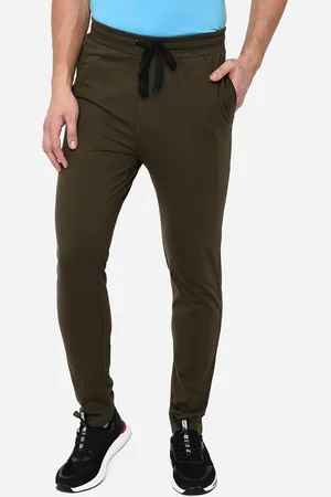 JADE BLUE Men Brown Solid Pure Cotton Track Pants