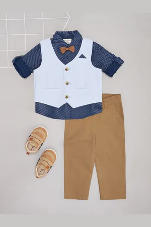 Pantaloons Boys Shirt with Trousers & Waistcoat
