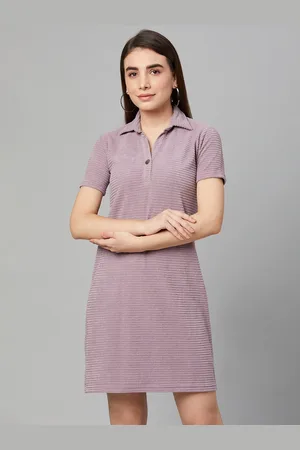 Club York Mauve Striped T-shirt Mini Dress