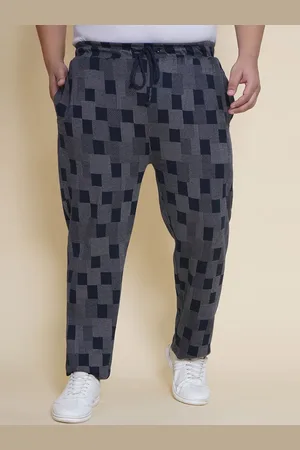 John Pride Men Plus Size Checked Mid Rise Track Pant
