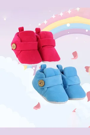 Neska Moda Pack Of 2 Unisex Kids Cotton Booties