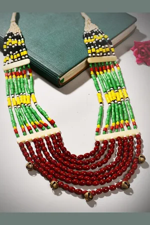 Bamboo Tree Jewels Beaded Statement Tribal Necklace