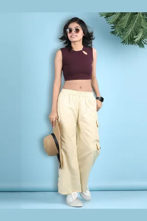 Cutiekins Girls Keyhole Neck Crop Top With Cargo Trousers