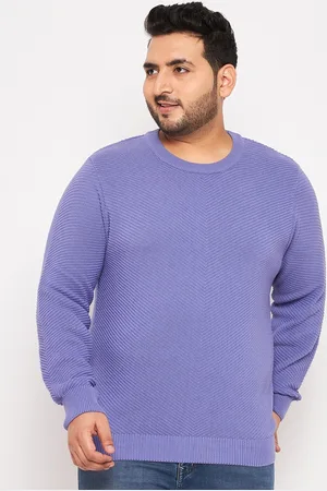 Club York Plus Size Self Design Ribbed Cotton Pullover Sweaters