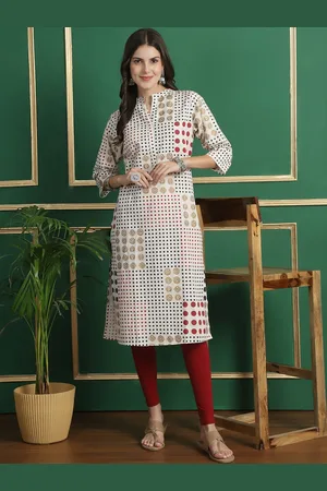 Grancy Abstract Printed Mandarin Collar Cotton Straight Kurta