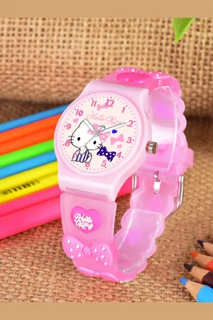 Shocknshop Girls Printed Dial & Straps Analogue Watch 338 Kitty Pink