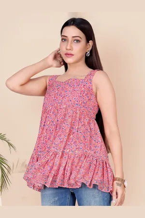 Moda Rapido Women Floral Printed Square Neck Georgette Top