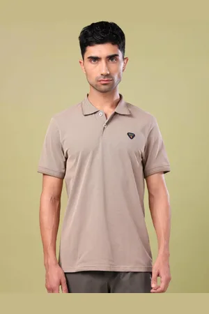 TECHNOSPORT Men UPF50 Solid Polo Collar Slim Fit T-shirt