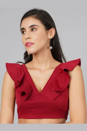 Cation Ruffles Scuba Wrap Crop Top