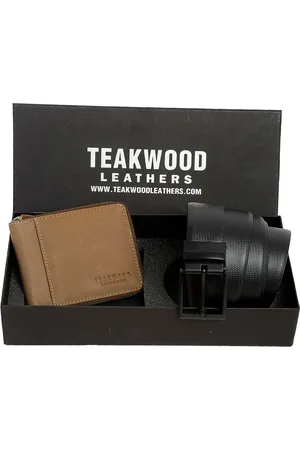 Teakwood Leathers Men Brown Leather Accessory Gift Set