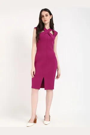 Calvin Klein Women V-Neck Bodycon Midi Dress