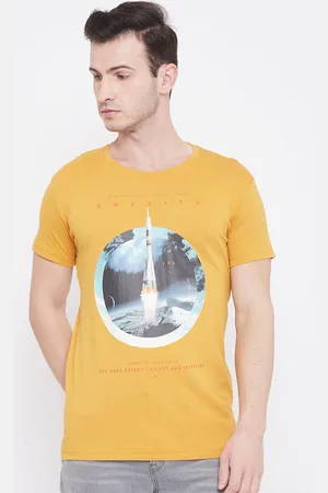 Duke Men Yellow Printed Round Neck T-shirt
