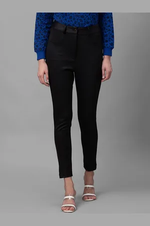 Globus Women Black Skinny Fit High-Rise Cropped Peg Trousers