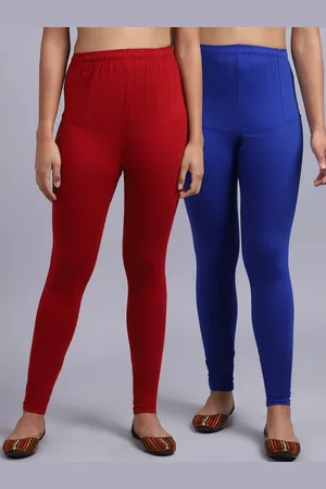 GRACIT Women Pack Of 2 Blue & Maroon Solid Churidar Length Leggings