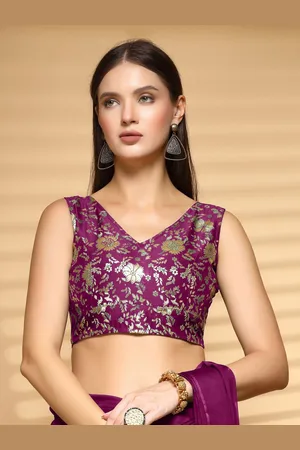 OOMPH Women Woven Design Non Padded V Neck Saree Blouse