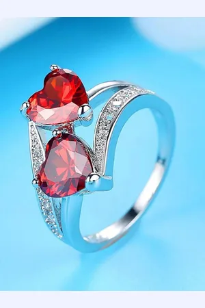 Myki Silver-Plated CZ-Studded Adjustable Finger Ring
