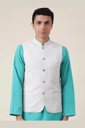 Fabindia Men Sleeveless Open Front Jacket