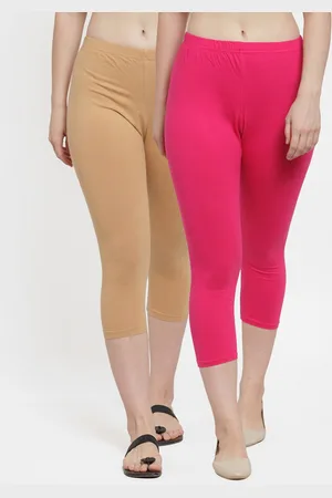 GRACIT Women Pack of 2 Pink & Beige Solid Regular-Fit Capris