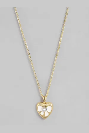 DressBerry Heart Shaped Stone-Studded Pendants with Chain