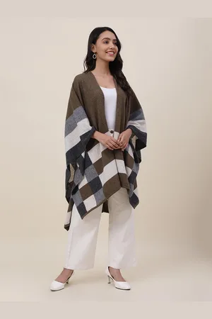 Fabindia Women Beige & Brown Colourblocked Shrug