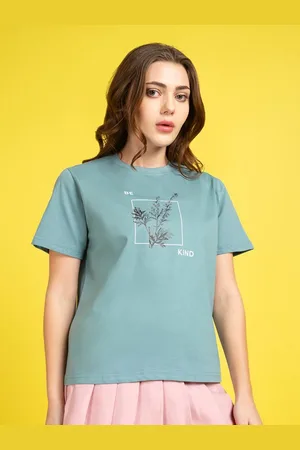 Mast & Harbour Women Graphic Printed Round Neck Cotton Oversized T-shirt