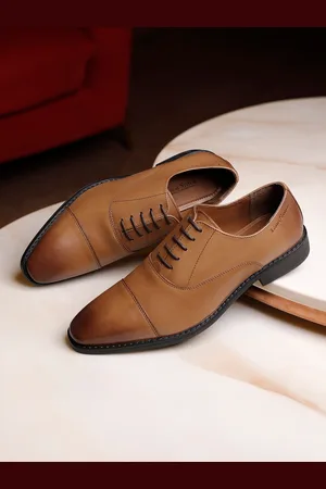 LOUIS STITCH Men British Tan Premium Egyptian Crust Leather Formal Derbys