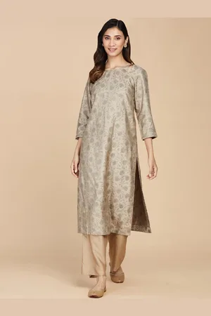 Fabindia Keyhole Neck Floral Printed Straight Kurta