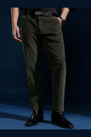Highlander Men Corduroy Textured Smart Slim Fit Trouser