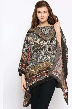 Cloth Haus India Women Printed Paisley Pleated Poncho