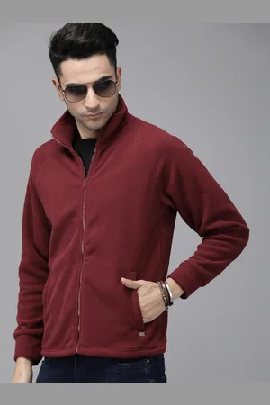 Roadster The Lifestyle Co Men Maroon Solid Polar Fleece Sweatshirt