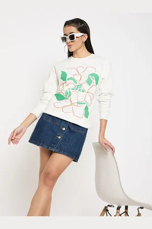 Mast & Harbour Women Graphic Printed Round Neck Long Sleeves Sweatshirt