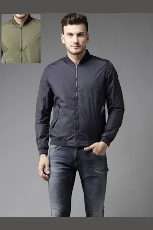Flying Machine Men Navy & Olive Green Reversible Bomber Jacket