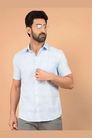 Crimsoune Club Men Classic Slim Fit Spread Collar Textured Cotton Casual Shirt
