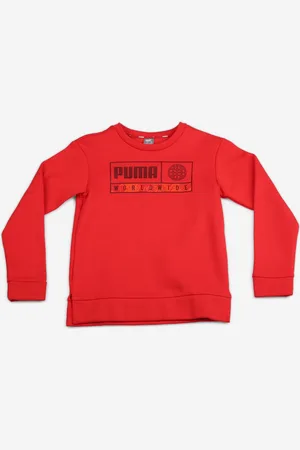 PUMA Boys Red & Black Alpha Graphic Crew FL BPrinted Sweatshirt