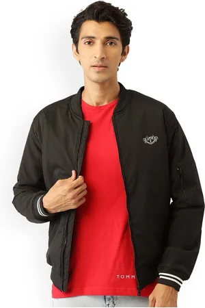 Leather Retail Men Black Checked Lightweight Varsity Jacket