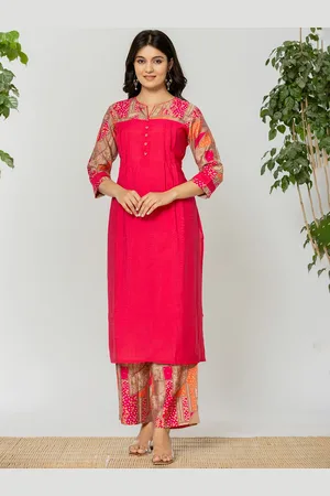 AUTUMN LANE Notch Neck Straight Kurta With Palazzo