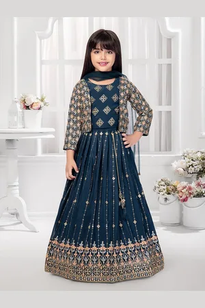 Tiny Kingdom Girls Embroidered Ready to Wear Lehenga & Blouse With Dupatta & Jacket