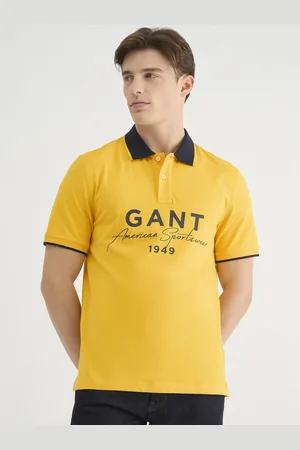 GANT Men Typography Printed Polo Collar Cotton T-shirt