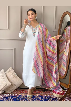 choiceit Women Floral Embroidered Regular Thread Work Kurta with Pyjamas & With Dupatta