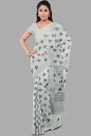 The Chennai Silks Floral Zari Linen Blend Bhagalpuri Saree