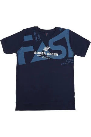 V-Mart Boys Blue Typography Printed Running T-shirt