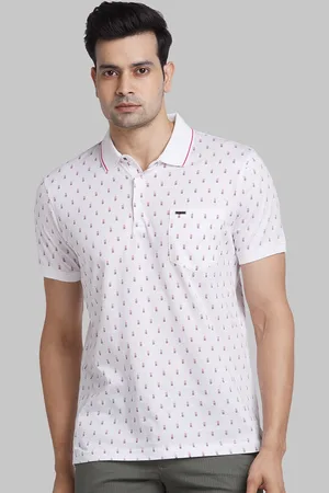 Park Avenue Slim Fit Geometric Printed Polo Collar Cotton T-shirt