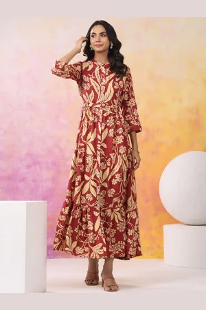 JISORA Women Printed Russian Silk Dress