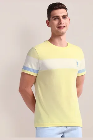 U.S. Polo Assn. Men Colourblocked Round Neck Cotton Slim Fit T-shirt