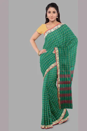 The Chennai Silks Checked Zari Pure Cotton Gadwal Saree